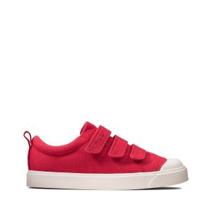 Boys' Clarks City Vibe Kid Canvas Shoes Red | CLK042OID