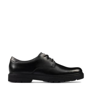 Boys' Clarks Loxham Derby Youth School Shoes Black | CLK796ENL